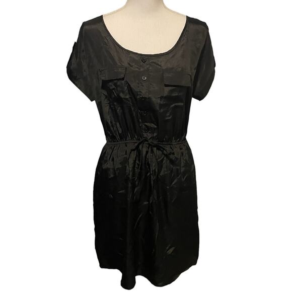 Rhapsody Dresses & Skirts - Rhapsody Black Shiny Shirt Dress Size Large